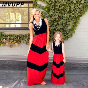 MVUPP mommy and me dresses family matching clothes striped mother daughter baby girl toddler family look summer maxi beach dress