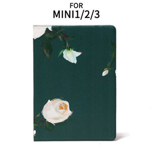 Rose Lovely Ultra Slim Smart Tablet flower PU Case For iPad mini 1/2/3/4 Auto Sleep/Wake Tablet Cover fundas free gift Capa Para