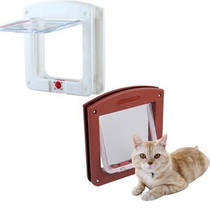 White Frame 4 Way Locking Lockable Magnetic Pet Cat Small Dog Flap Glass Door