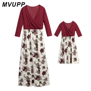 mum and daughter dresses for floral print v neck mommy me mother dress twins family look matching outfits big sister clothes nmd