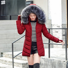 Load image into Gallery viewer, womens winter jackets and coats 2019 Parkas for women 4 Colors Wadded Jackets warm Outwear With a Hood Large Faux Fur Collar