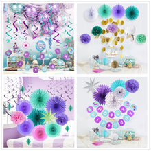 Load image into Gallery viewer, Oceanic Little Mermaid Birthday Party Decorations Under the Sea Swirl Decor Moon Garland Girl Greamlike Birthday Decor New