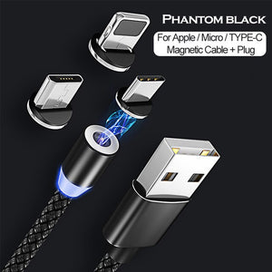 Magnetic LED Fast Charging USB Cable For iphone 6 6s 7 8 XS X Charger Cord For Samsung s9/10 Type C Micro USB Phone charge cable