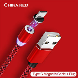 Magnetic LED Fast Charging USB Cable For iphone 6 6s 7 8 XS X Charger Cord For Samsung s9/10 Type C Micro USB Phone charge cable